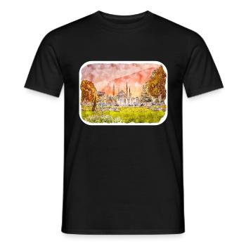 Croquis aquarelle de Turquie Illustration dessinée à la main - T-shirt homme - noir - Devant - AI Model Male 178 light (178cm)