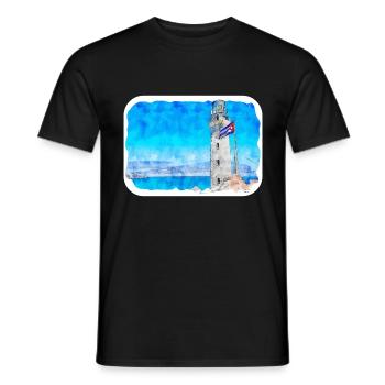 Habana Kuba Aquarell Skizze Gezeichnete Illustration - Männer T-Shirt - Schwarz - Vorne - AI Model Male 178 light (178cm)