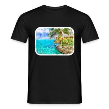 Reise-Aquarell-Skizze handgezeichnete Illustration - Männer T-Shirt - Schwarz - Vorne - AI Model Male 178 light (178cm)