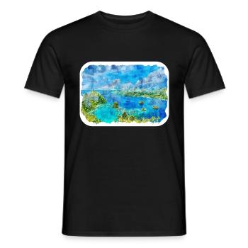 Indonésie Croquis Aquarelle Peinture Dessinée À La Main - T-shirt homme - noir - Devant - AI Model Male 178 light (178cm)