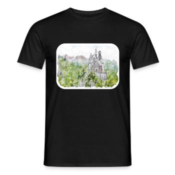 Allemagne croquis aquarelle illustration dessinée à la main - T-shirt homme - noir - Devant - AI Model Male 178 light (178cm)