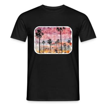 californie, usa, aquarelle, croquis, illustration - T-shirt homme - noir - Devant - AI Model Male 178 light (178cm)