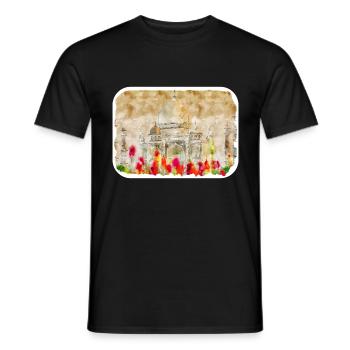 Indien Landmark Aquarell Skizze Farbe Illustratio - Männer T-Shirt - Schwarz - Vorne - AI Model Male 178 light (178cm)
