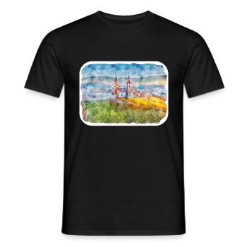 Slowenien Wahrzeichen Aquarell Skizze Illustration - Männer T-Shirt - Schwarz - Vorne - AI Model Male 178 light (178cm)