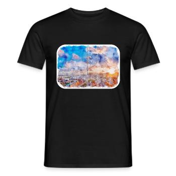Berlin Allemagne Aquarelle Esquisse Dessinée Peinture - T-shirt homme - noir - Devant - AI Model Male 178 light (178cm)