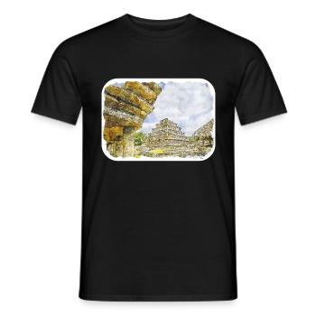 Mexico Watercolor Sketch Hand Drawn Illustration - Men's T-Shirt - black - Front - AI Model Male 178 light (178cm)