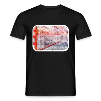 San Francisco Usa Watercolor Sketch Illustration - Men's T-Shirt - black - Front - AI Model Male 178 light (178cm)