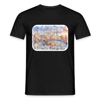 Moscou Russie Aquarelle Esquisse Dessinée Peinture - T-shirt homme - noir - Devant - AI Model Male 178 light (178cm)