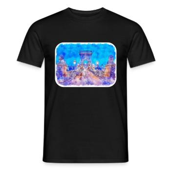 Hongrie croquis aquarelle illustration dessinée à la main - T-shirt homme - noir - Devant - AI Model Male 178 light (178cm)
