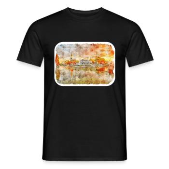 St Petersburg Russia Watercolor Sketch Drawn Illus - Men's T-Shirt - black - Front - AI Model Male 178 light (178cm)