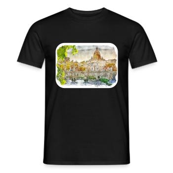Rom Italien Aquarell Skizze Handgezeichnetes Gemälde - Männer T-Shirt - Schwarz - Vorne - AI Model Male 178 light (178cm)