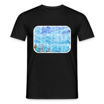 Moscou Russie Aquarelle Esquisse Dessinée Peinture - T-shirt homme - noir - Devant - AI Model Male 178 light (178cm)