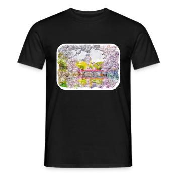 Japan Aquarellskizze Handgezeichnete Illustration - Männer T-Shirt - Schwarz - Vorne - AI Model Male 178 light (178cm)