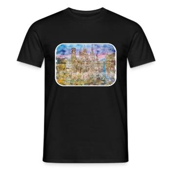 Barcelona Spanien Aquarellskizze Gezeichnete Zeichnung - Männer T-Shirt - Schwarz - Vorne - AI Model Male 178 light (178cm)