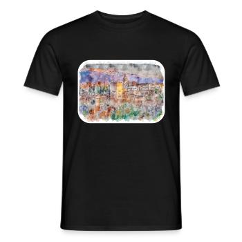 Grenade Espagne Aquarelle Sketch Illustration - T-shirt homme - noir - Devant - AI Model Male 178 light (178cm)