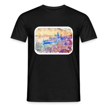 Venise Italie Aquarelle Esquisse Illustration - T-shirt homme - noir - Devant - AI Model Male 178 light (178cm)