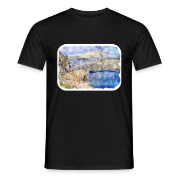 Norvège Aquarelle Esquisse Dessinée à la main Illustration - T-shirt homme - noir - Devant - AI Model Male 178 light (178cm)