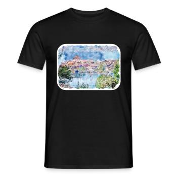 Autriche Aquarelle Esquisse Dessinée à la main Illustration - T-shirt homme - noir - Devant - AI Model Male 178 light (178cm)