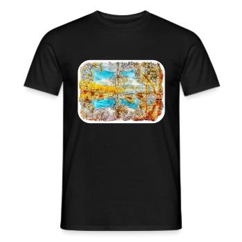 Dinde Aquarelle Esquisse Dessinée à la main Illustration - T-shirt homme - noir - Devant - AI Model Male 178 light (178cm)