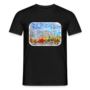 Dinde Aquarelle Esquisse Dessinée à la main Illustration - T-shirt homme - noir - Devant - AI Model Male 178 light (178cm)