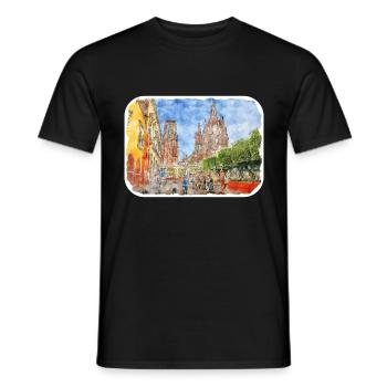 San Miguel De Allende Mexico Watercolor Sketch Dra - Men's T-Shirt - black - Front - AI Model Male 178 light (178cm)