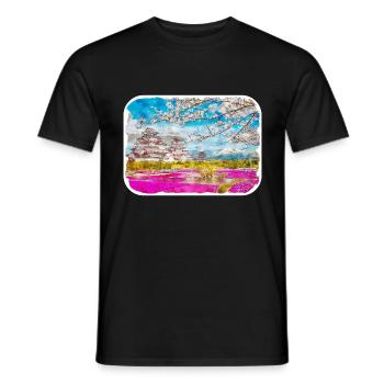 Japan Aquarellskizze Handgezeichnete Illustration - Männer T-Shirt - Schwarz - Vorne - AI Model Male 178 light (178cm)