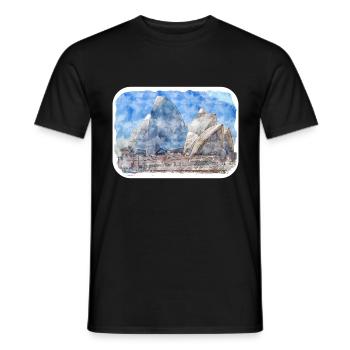 Australie Aquarelle Esquisse Dessinée à la Main Peinture - T-shirt homme - noir - Devant - AI Model Male 178 light (178cm)