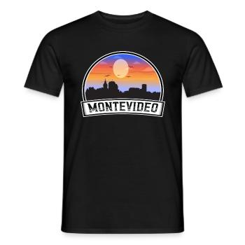Montevideo Uruguay Skyline Vintage Sunset Travel S - Männer T-Shirt - Schwarz - Vorne - AI Model Male 178 light (178cm)