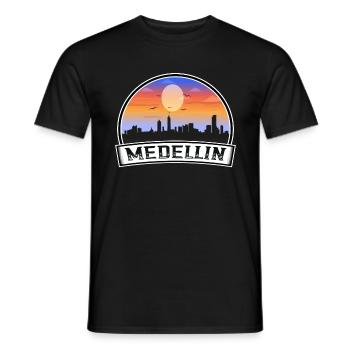 Medellin Kolumbien Skyline Vintage Sonnenuntergang Reisen So - Männer T-Shirt - Schwarz - Vorne - AI Model Male 178 light (178cm)