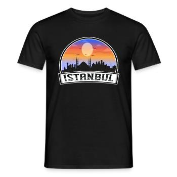 Istanbul Türkei Skyline Vintage Sunset Travel Souv - Männer T-Shirt - Schwarz - Vorne - AI Model Male 178 light (178cm)