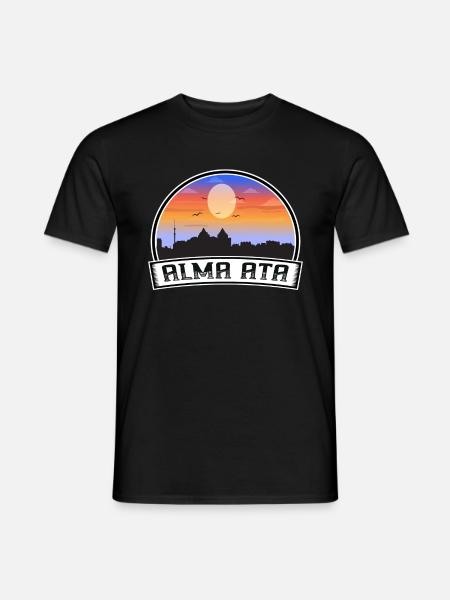 Alma Ata Kasachstan Skyline Vintage Sonnenuntergang Reisen - Männer T-Shirt - Schwarz