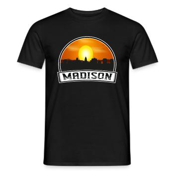 Madison Wisconsin Usa Skyline Vintage Sunset Trave - Männer T-Shirt - Schwarz - Vorne - AI Model Male 178 light (178cm)
