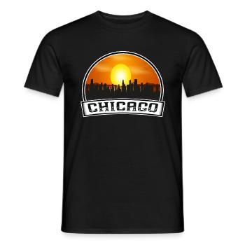 Chicago Illinois États-Unis Skyline Vintage Sunset Travel - T-shirt homme - noir - Devant - AI Model Male 178 light (178cm)