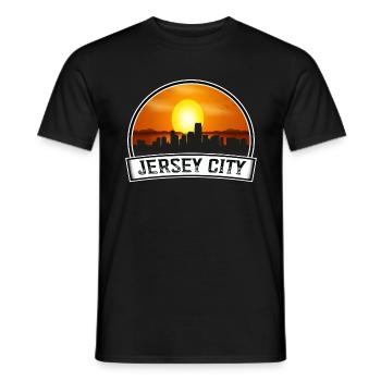 Jersey City New Jersey États-Unis Skyline Vintage Coucher de soleil - T-shirt homme - noir - Devant - AI Model Male 178 light (178cm)