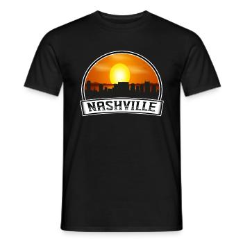 Nashville Tennessee Usa Skyline Vintage Sunset Tra - Männer T-Shirt - Schwarz - Vorne - AI Model Male 178 light (178cm)