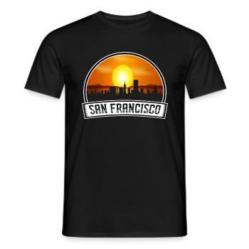 San Francisco Californie États-Unis Skyline Vintage Sunse - T-shirt homme - noir - Devant - AI Model Male 178 light (178cm)