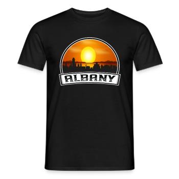 Albany New York Usa Skyline Vintage Sunset Travel - Männer T-Shirt - Schwarz - Vorne - AI Model Male 178 light (178cm)