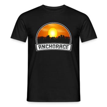 Anchorage Alaska Usa Skyline Vintage Sunset Travel - Männer T-Shirt - Schwarz - Vorne - AI Model Male 178 light (178cm)