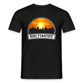 Baltimore Maryland États-Unis Skyline Vintage Sunset - T-shirt homme - noir - Devant - AI Model Male 178 light (178cm)