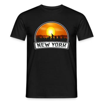 New York New York Usa Skyline Vintage Sunset Trave - Men's T-Shirt - black - Front - AI Model Male 178 light (178cm)