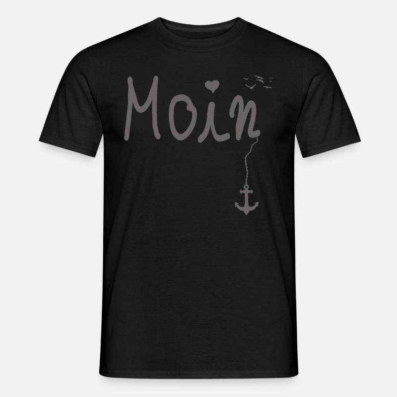 Moin Begrüßung Moin mit Möwe in Grau - Männer T-Shirt - Schwarz