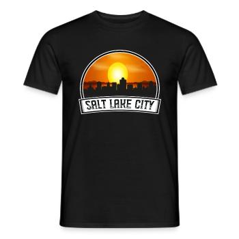 Salt Lake City Utah États-Unis Skyline Vintage Sunset Tra - T-shirt homme - noir - Devant - AI Model Male 178 light (178cm)