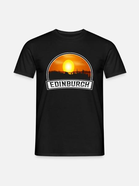 Edinburgh Schottland Skyline Vintage Sunset Travel S - Männer T-Shirt - Schwarz