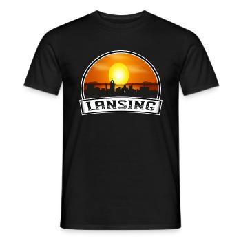 Lansing Michigan États-Unis Skyline Vintage Sunset Travel - T-shirt homme - noir - Devant - AI Model Male 178 light (178cm)