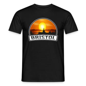 Bristol England Skyline Vintage Sunset Travel Souv - Men's T-Shirt - black - Front - AI Model Male 178 light (178cm)