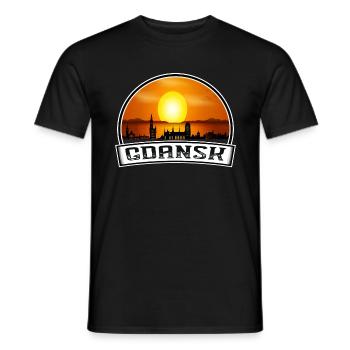 Danzig Polen Skyline Vintage Sonnenuntergang Reise Souven - Männer T-Shirt - Schwarz - Vorne - AI Model Male 178 light (178cm)