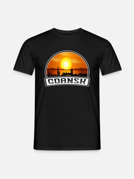 Danzig Polen Skyline Vintage Sonnenuntergang Reise Souven - Männer T-Shirt - Schwarz