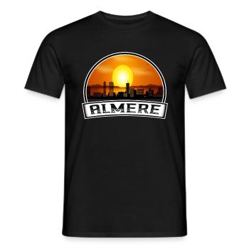 Almere Pays-Bas Skyline Vintage Sunset Travel S - T-shirt homme - noir - Devant - AI Model Male 178 light (178cm)