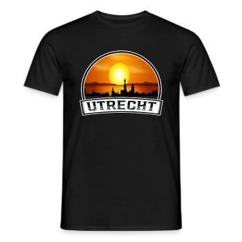 Utrecht Netherlands Skyline Vintage Sunset Travel - Men's T-Shirt - black - Front - AI Model Male 178 light (178cm)
