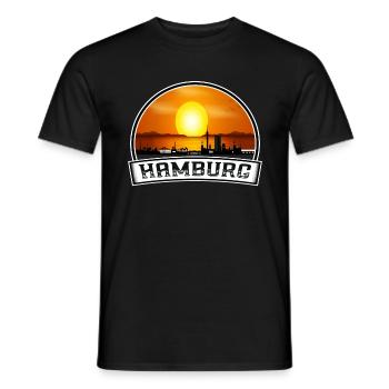 Hambourg Allemagne Skyline Vintage Sunset Travel Souv - T-shirt homme - noir - Devant - AI Model Male 178 light (178cm)